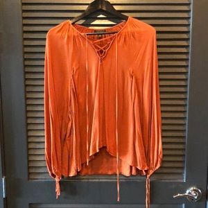 Top shop orange peasant top